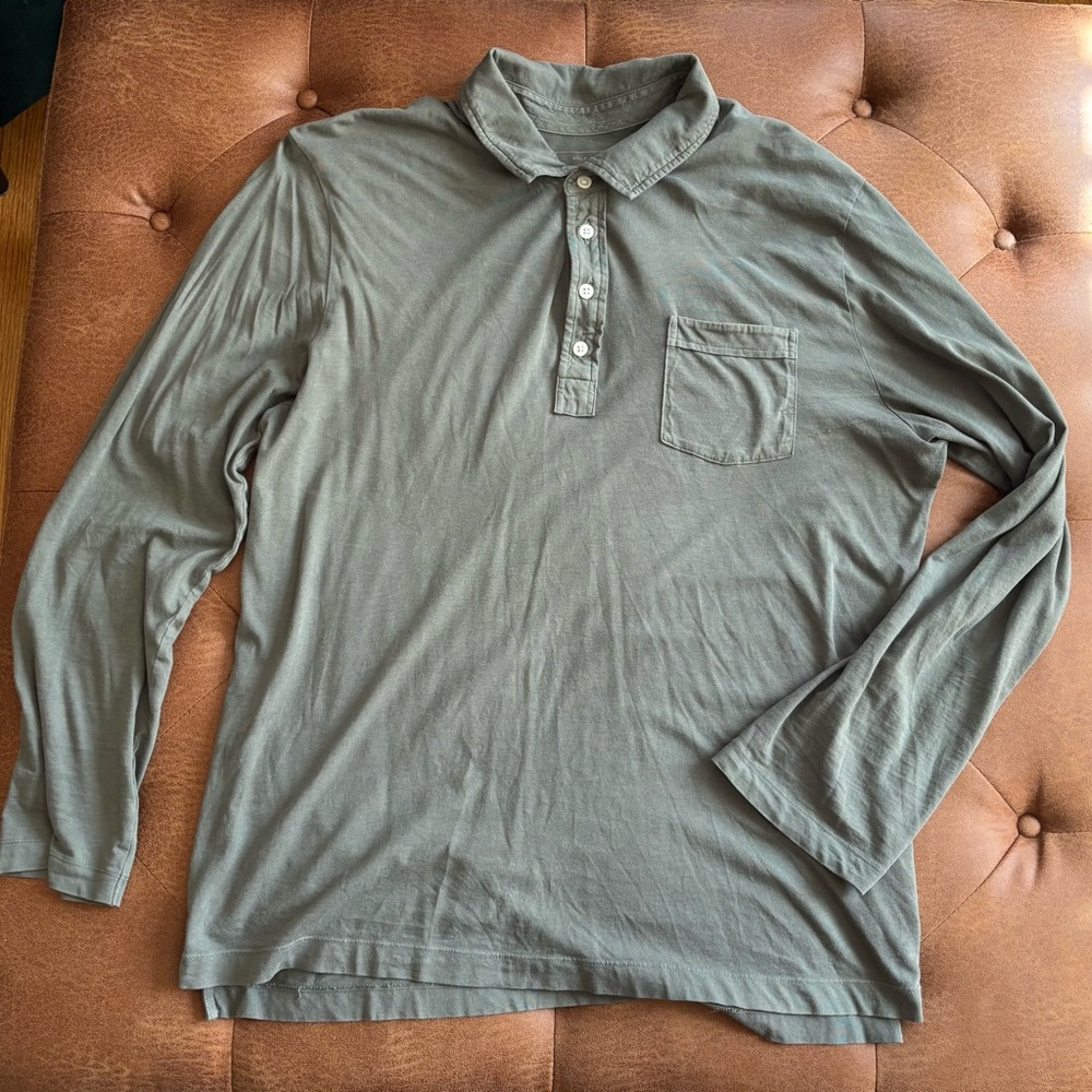 Billy Reid Olive Long Sleeve Pensacola Polo - Large